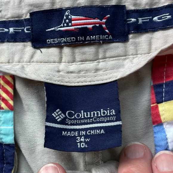 ✅Columbia PFG Men's Khaki Flat Front Chino Shorts - Sz 34 - *VGUC - 100% Cotton - Picture 6 of 11